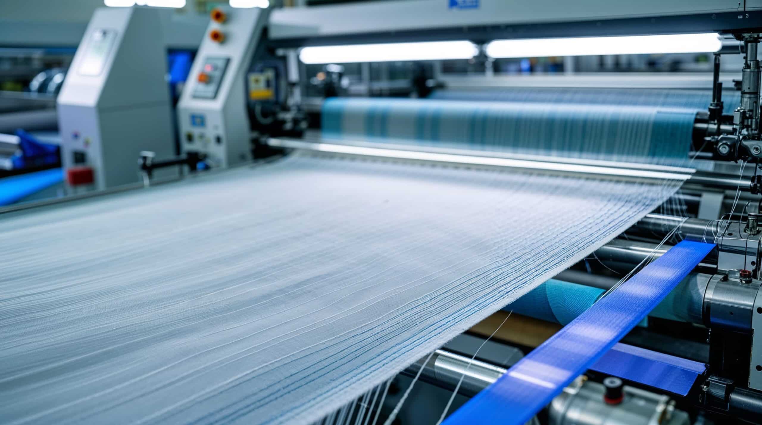stitching-the-future-innovation-in-mexicos-textile-industry-airbag Industrial weaving loom producing technical synthetic fabric in manufacturing facility