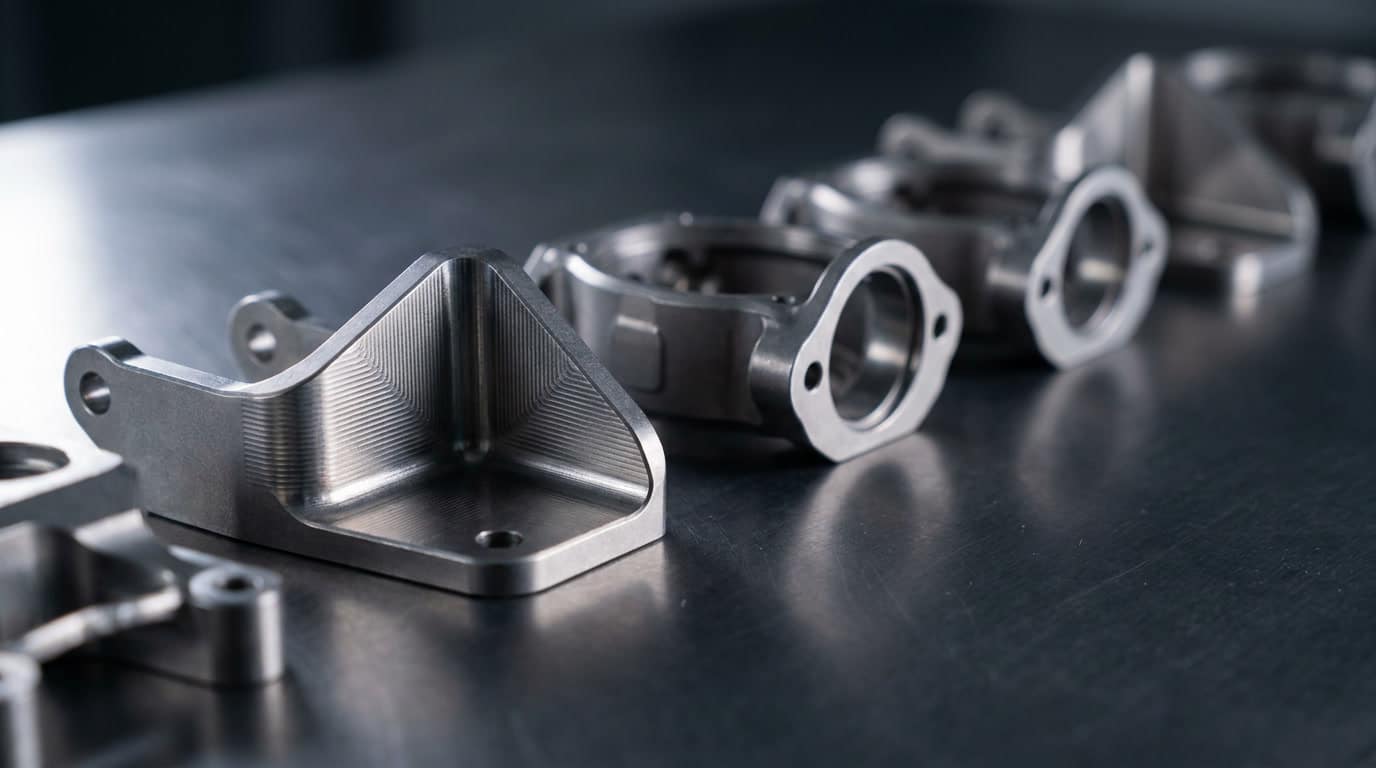 Aerospace Supply Chain Disruption: Why Certified Regional Capacity Decides Who Recovers First — section 4 Precision-machined titanium aerospace brackets and housings on an inspection table, representing certified regional manufacturing capacity.