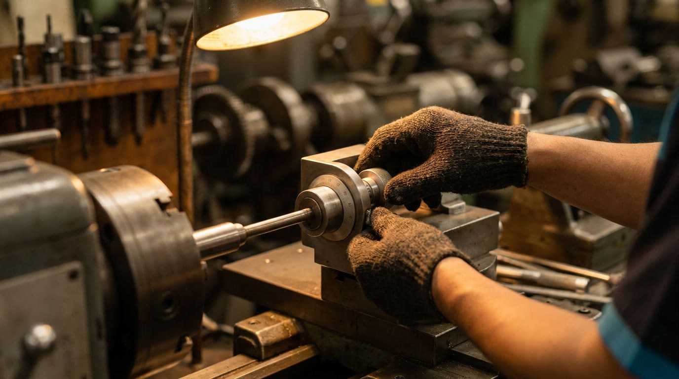 site-selection-mexico-criteria-manufacturers-compare-03 Close-up of a skilled technician's gloved hands operating precision manufacturing equipment, representing the specialized workforce depth available in Mexico's industrial regions.